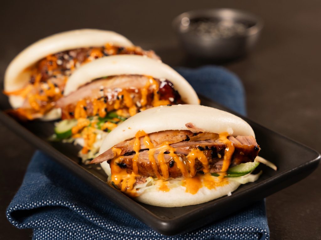Korean Pig Wing Bao Buns with Slaw & Gochujang Mayo - Don KRC Foodservice